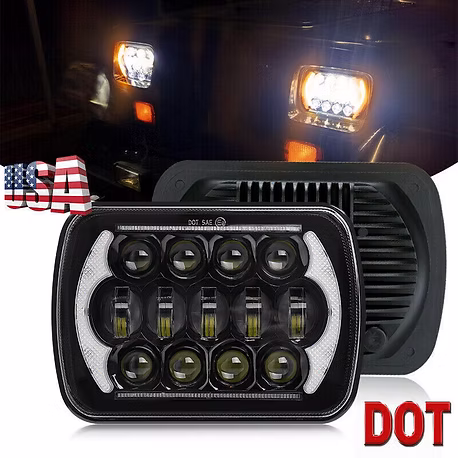 85W 5X7″ LEDHeadlight Halo Amber DRL