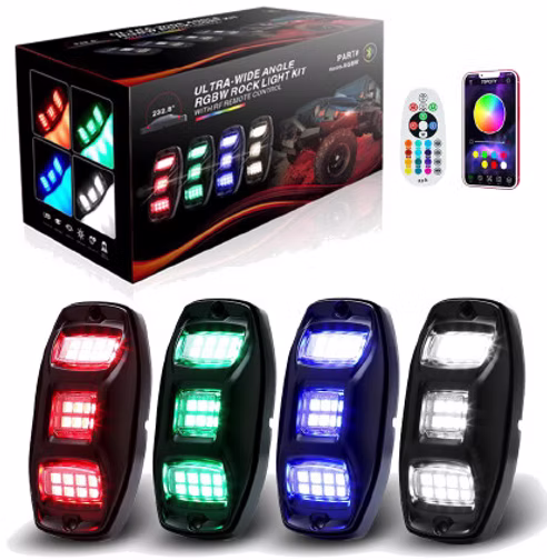 4-Pod RF Remote & Bluetooth App Control RGB Rock Light