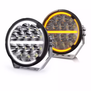 7" 160W OSRAM Chip Round Driving Lights with Amber/White DRL