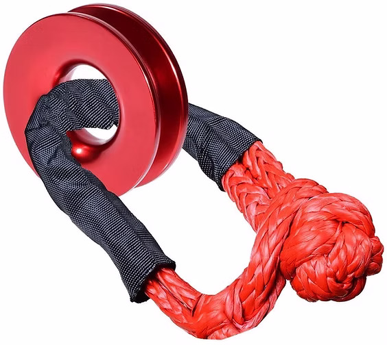 AL Towing Winch Snatch Recovery Ring with Red Soft Shackle